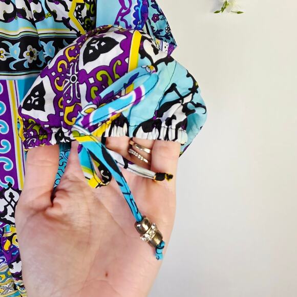 Cache Mini Blouson Dress Small Blue Purple Patchwork Boho Y2K Eclectic Artsy - Picture 6 of 11